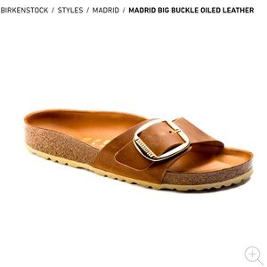Gold & Cognac Birkenstock Big Buckle Madrid Sandals